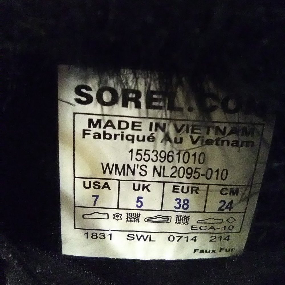 Sorel Black Winter Faux Fur Side Twist Lace-up Boots Size 7 - Picture 6 of 12